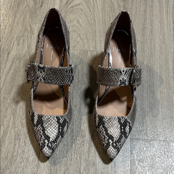 Paolo Shoes - Paolo Women's Snakeskin Heels - Black and Gold